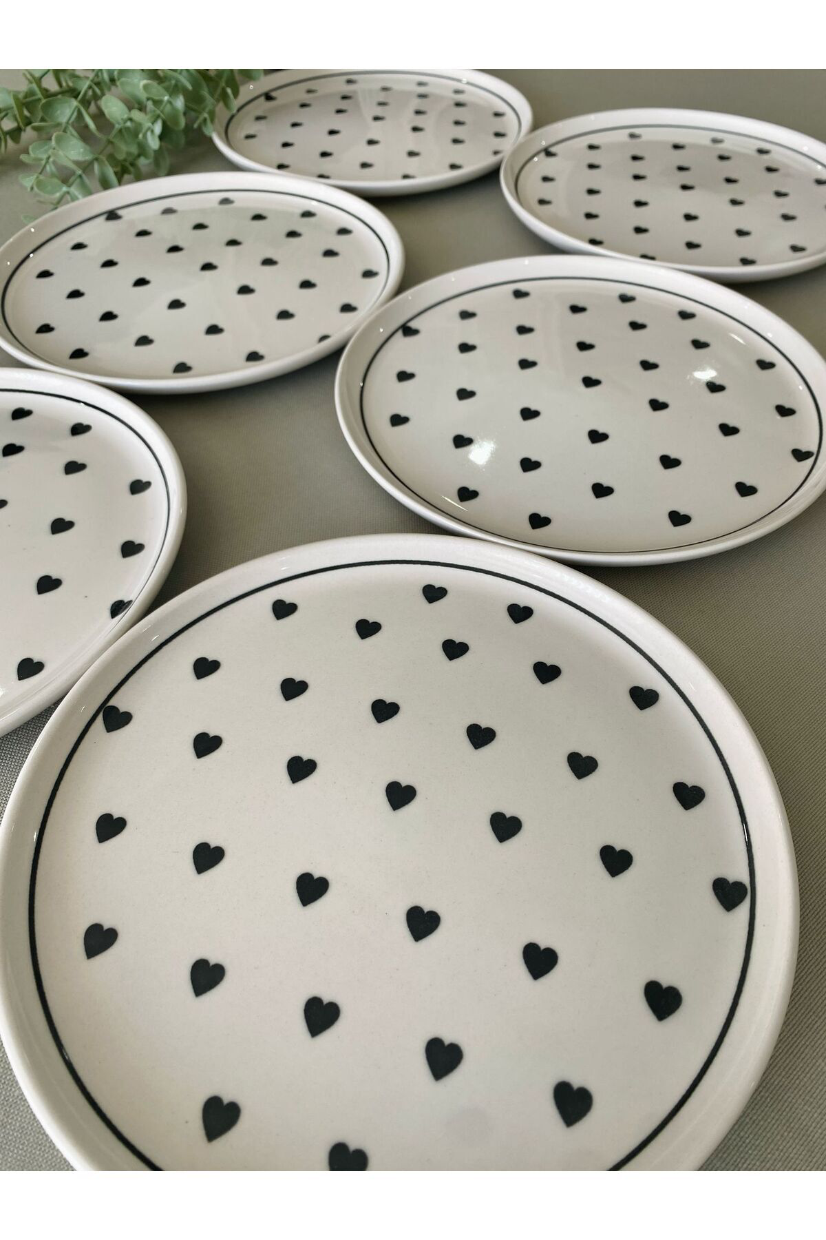 LOVE Siyah Kalp 6'lı Pasta Tabağı