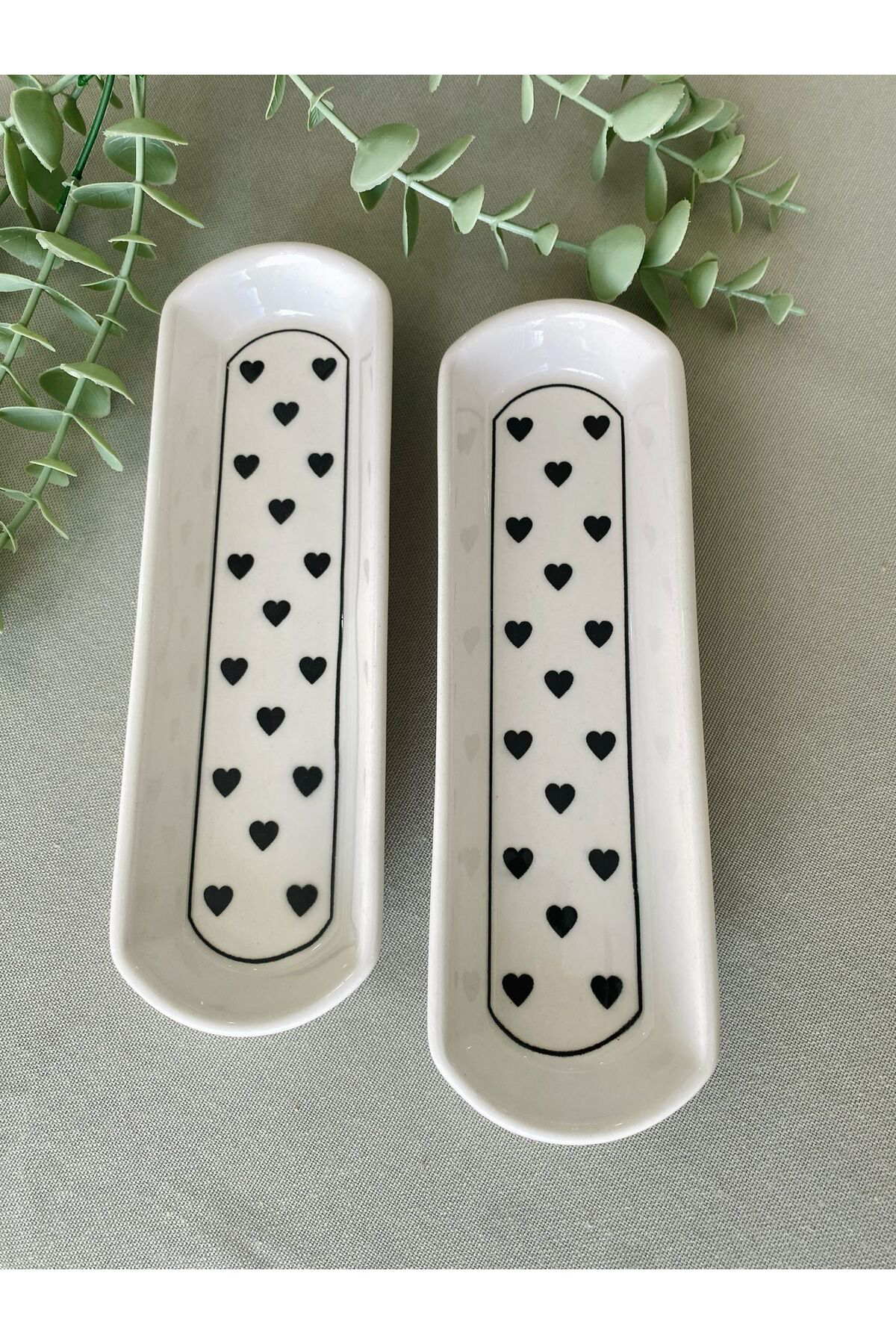 LOVE Siyah Kalp İkili Zeytinlik Sunum Tabağı