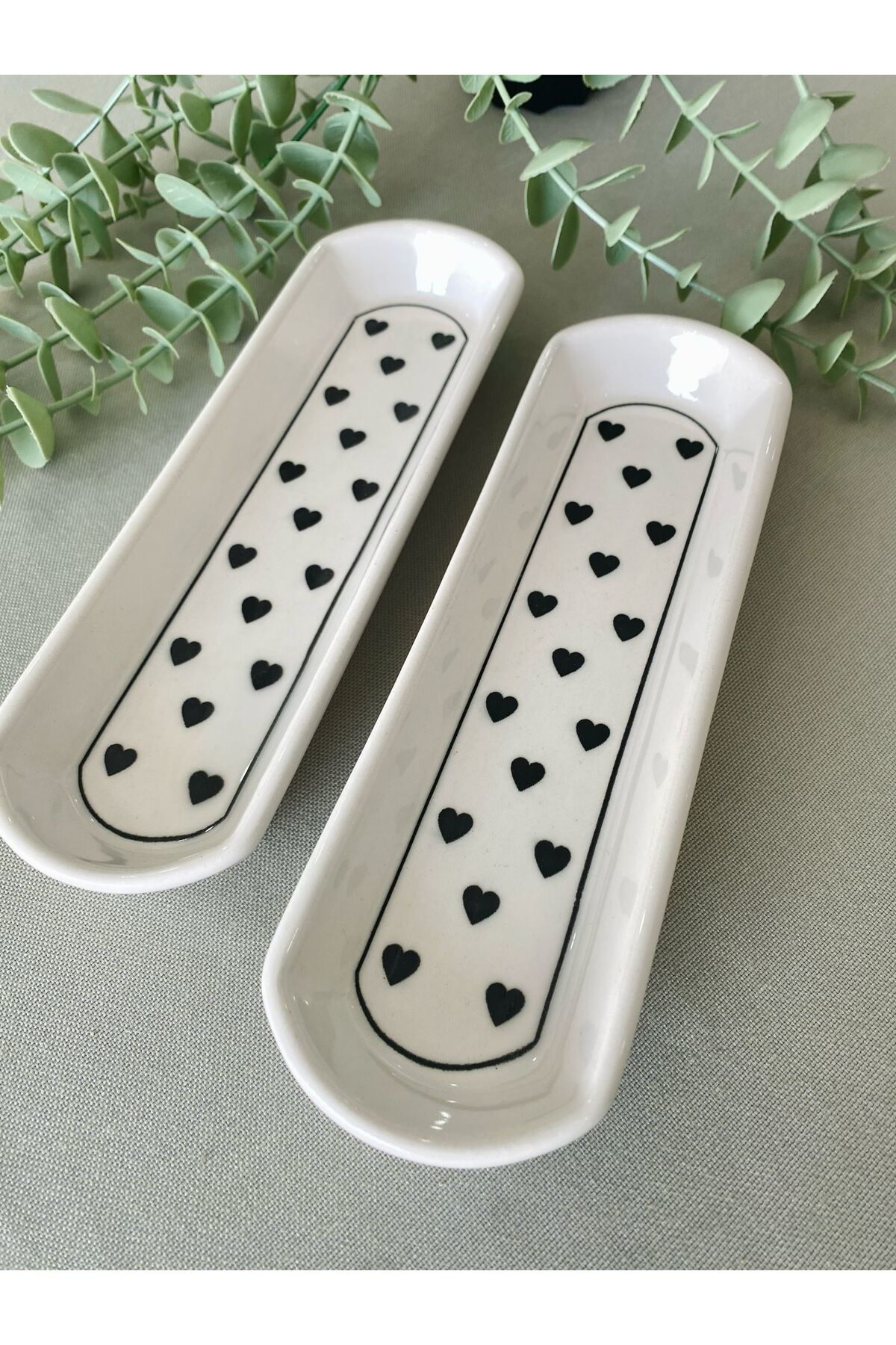 LOVE Siyah Kalp İkili Zeytinlik Sunum Tabağı