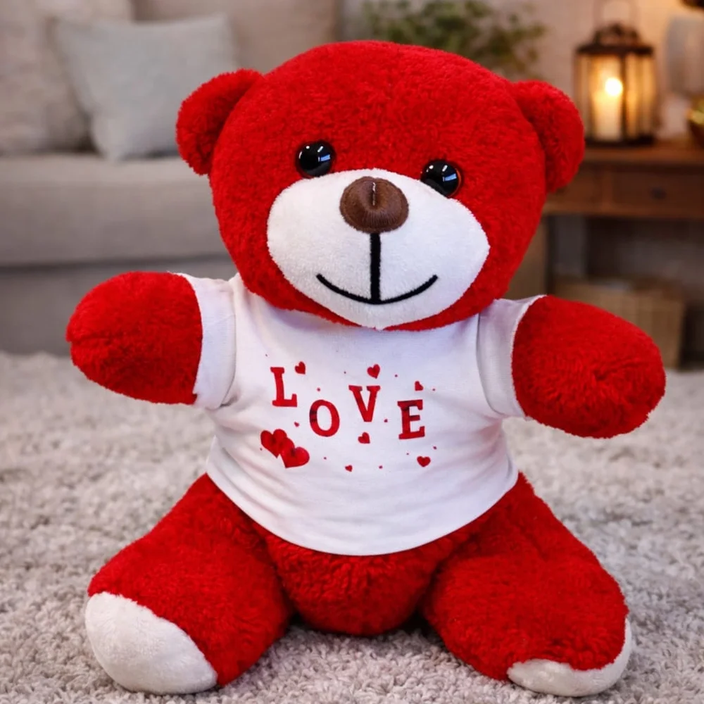 Love Tişörtlü Kırmızı Peluş Ayıcık Love Tişörtlü Kırmızı Peluş Ayıcık