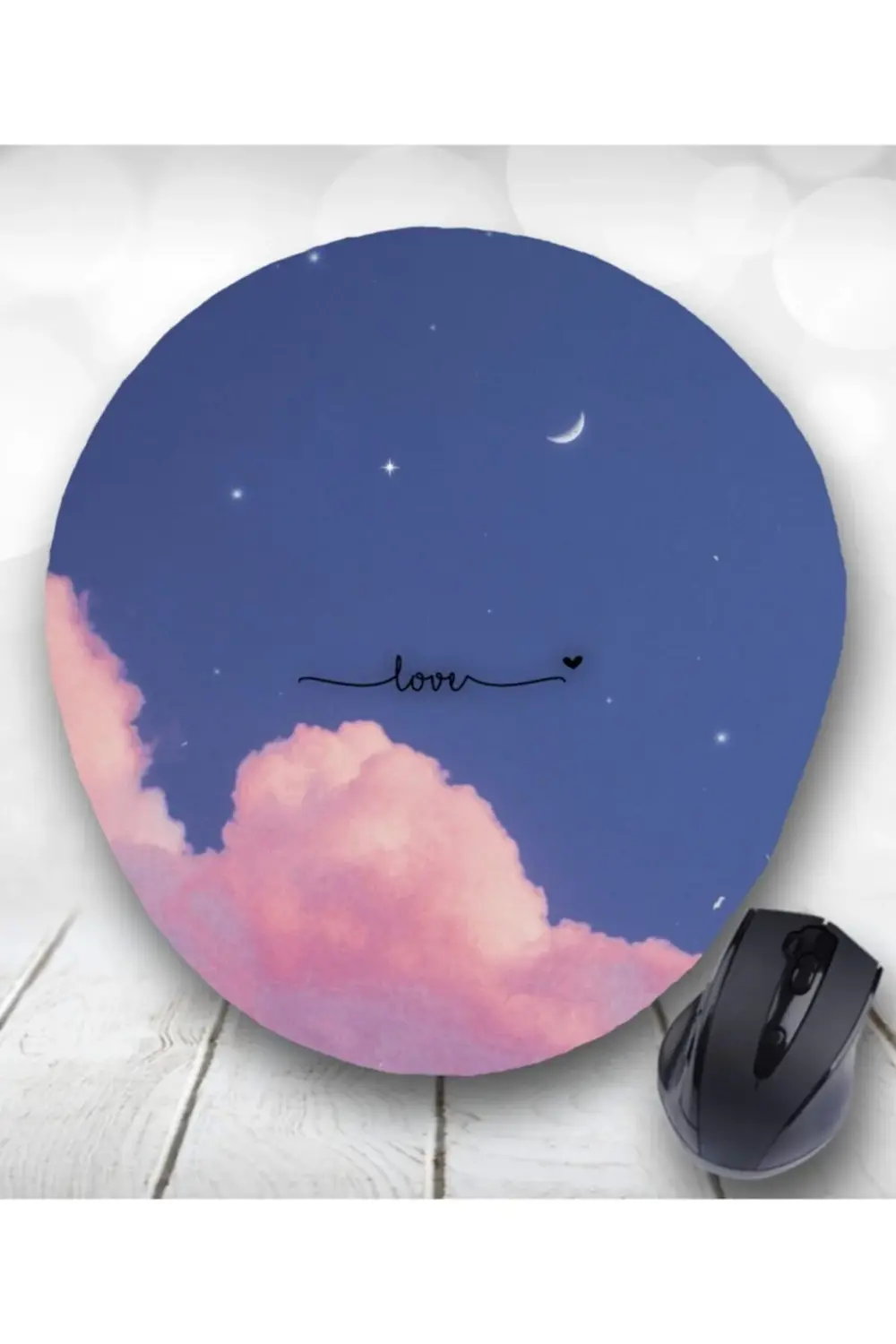 Love Yazılı Oval Bilek Destekli Mouse Pad