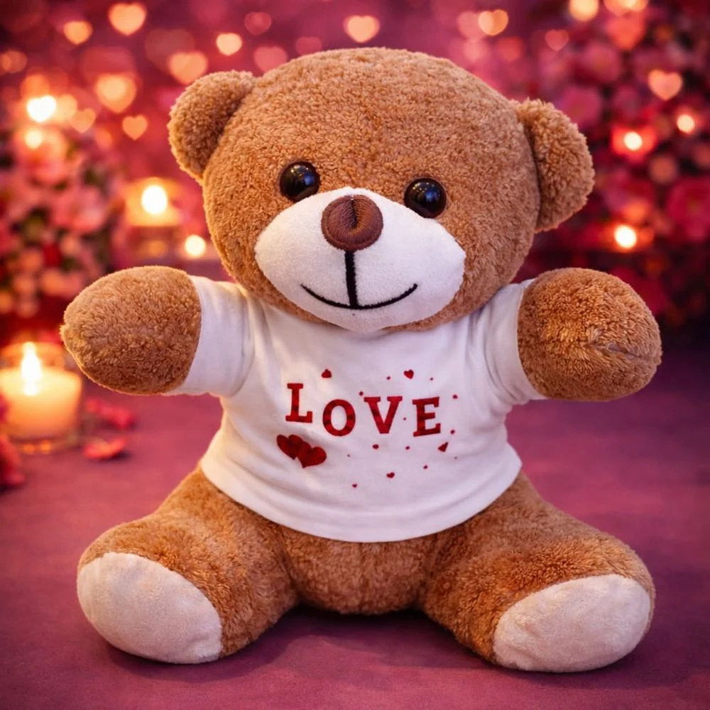 Love Yazılı Tişörtlü Kahverengi Peluş Ayıcık Oyuncak