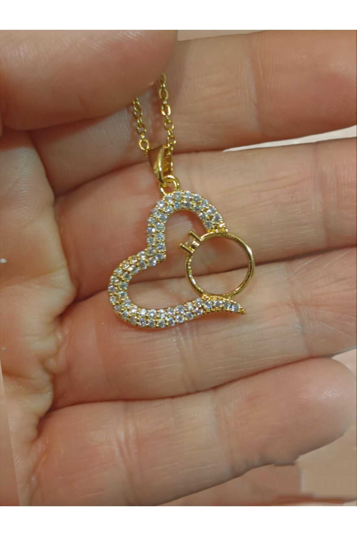 Dodemert Home Love Zirkon Taşli Gold Çelik Kolye