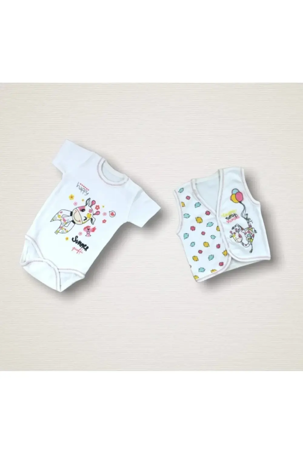 Love Zürafa Nakışlı %100 Cotton 10lu Zıbın Takımı Hastane Çıkışı