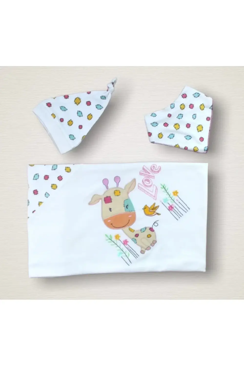 Love Zürafa Nakışlı %100 Cotton 10lu Zıbın Takımı Hastane Çıkışı