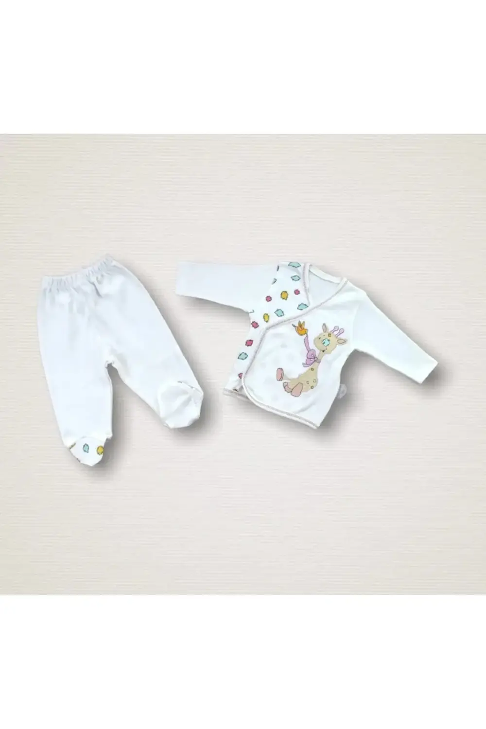 Love Zürafa Nakışlı %100 Cotton 10lu Zıbın Takımı Hastane Çıkışı