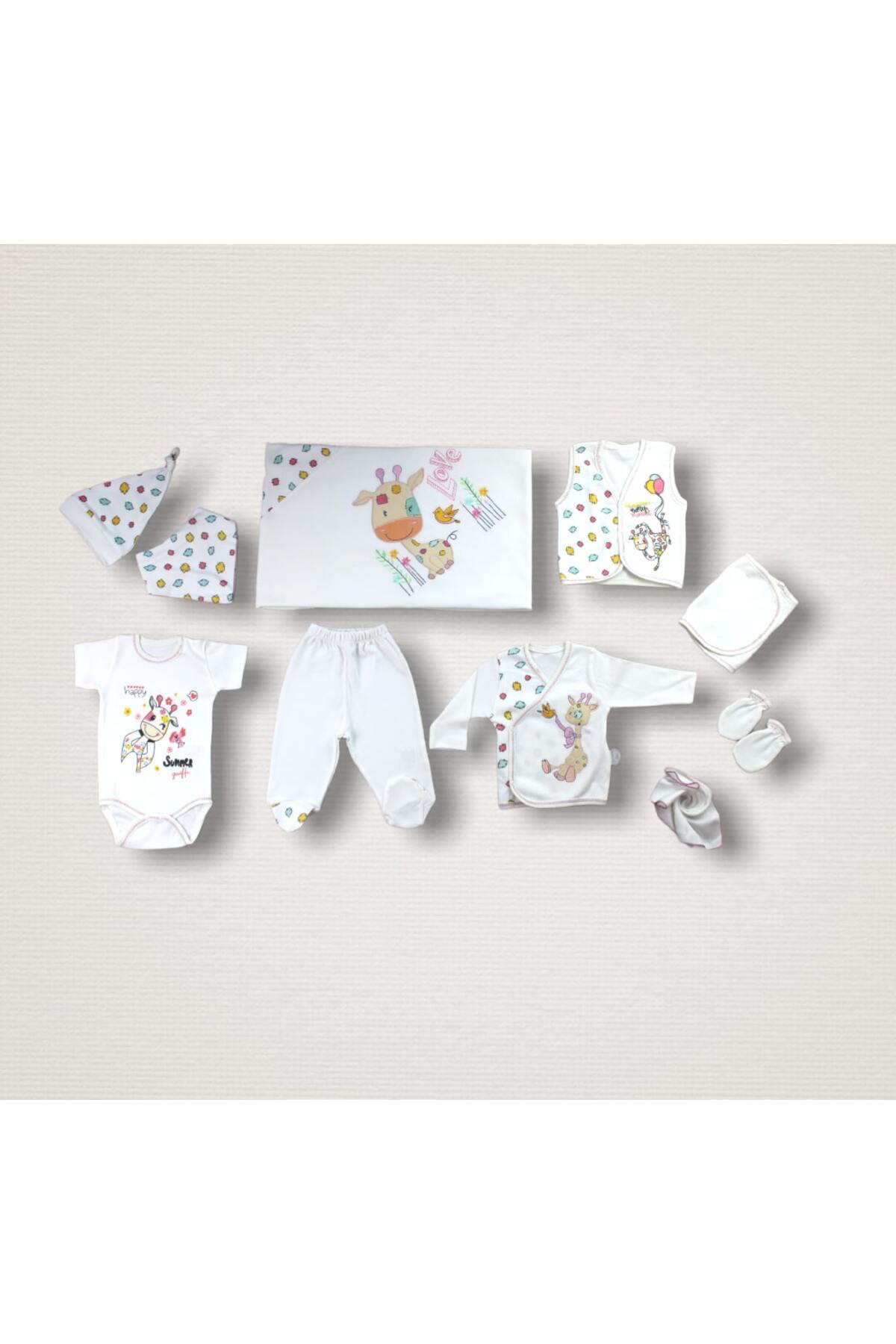 Çankayagiyim Love Zürafa Nakişli %100 Cotton Antibakteriyel 10Lu Zibin Takimi