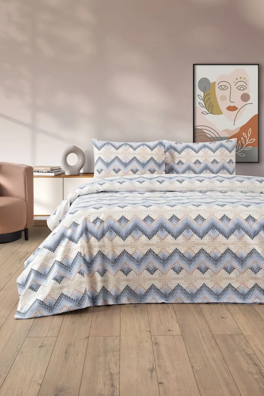 Lovely Desenli Tek Kişilik Nevresim Takımı - Lastikli Çarşaflı Te