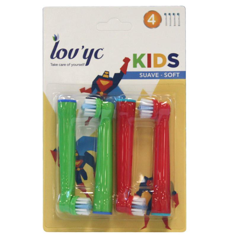 Lov'yc Kids Superheroes Yumuşak 4lü Elektrikli Diş Fıçası Yedeği