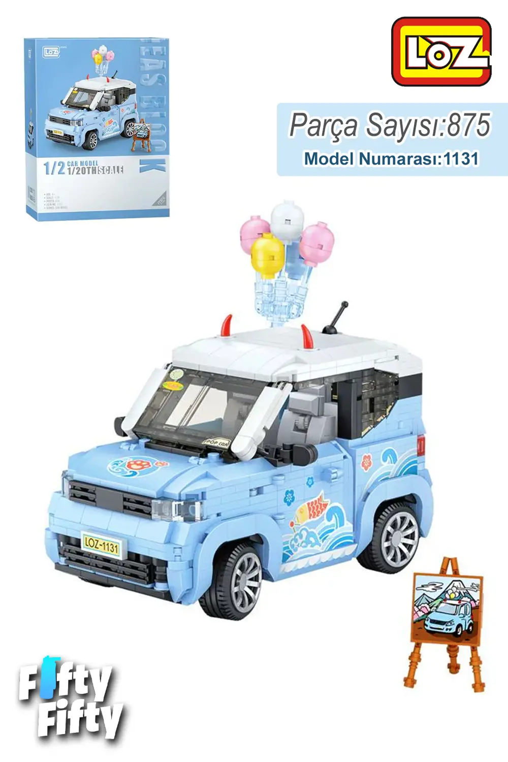 LOZ Car Model Serisi Mavi Araba 875 Parça Oyuncak Yapım Seti FFLZ