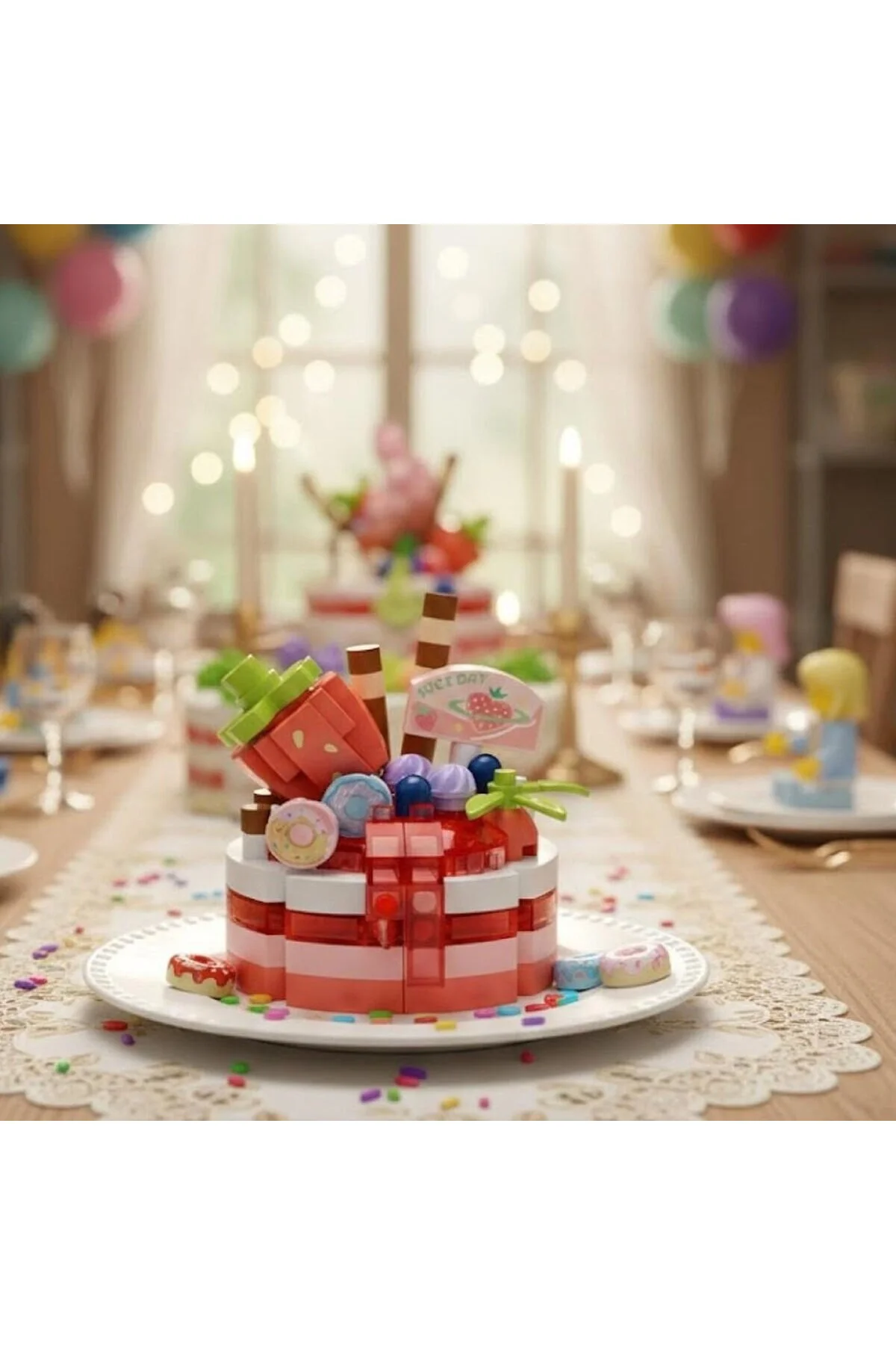 Loz Çilekli Pasta 160 Parça Block Oyuncak-Mini Poşet Lz-8644