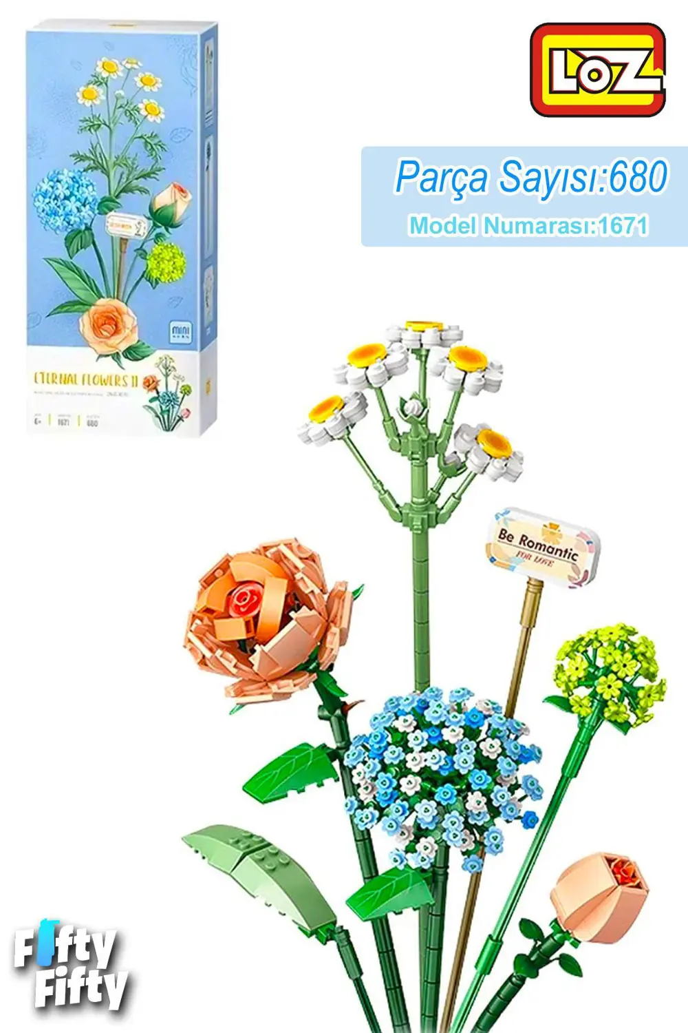 LOZ EBEDİ ÇİÇEK YAPRAK PAPATYA,GÜL,ORTACA 680 PARÇA