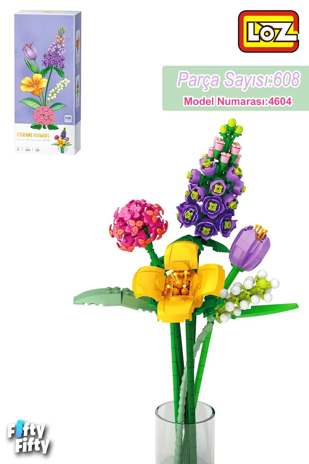 LOZ EBEDİ ÇİÇEKLER MOR VAAT 608 PARÇA