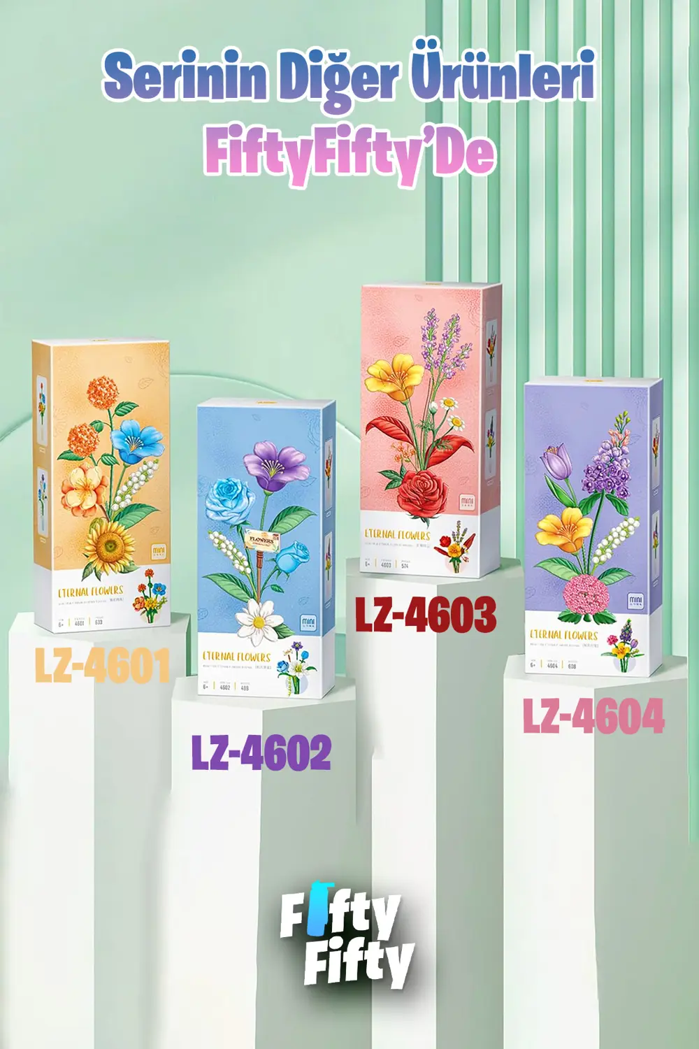LOZ EBEDİ ÇİÇEKLER MOR VAAT 608 PARÇA