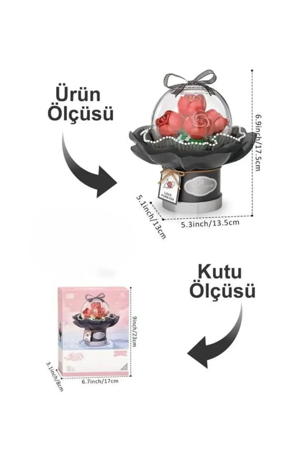 Loz Ledli Kırmızı Dekoratif ve Koleksiyonluk Çiçek Buketi 305 Par