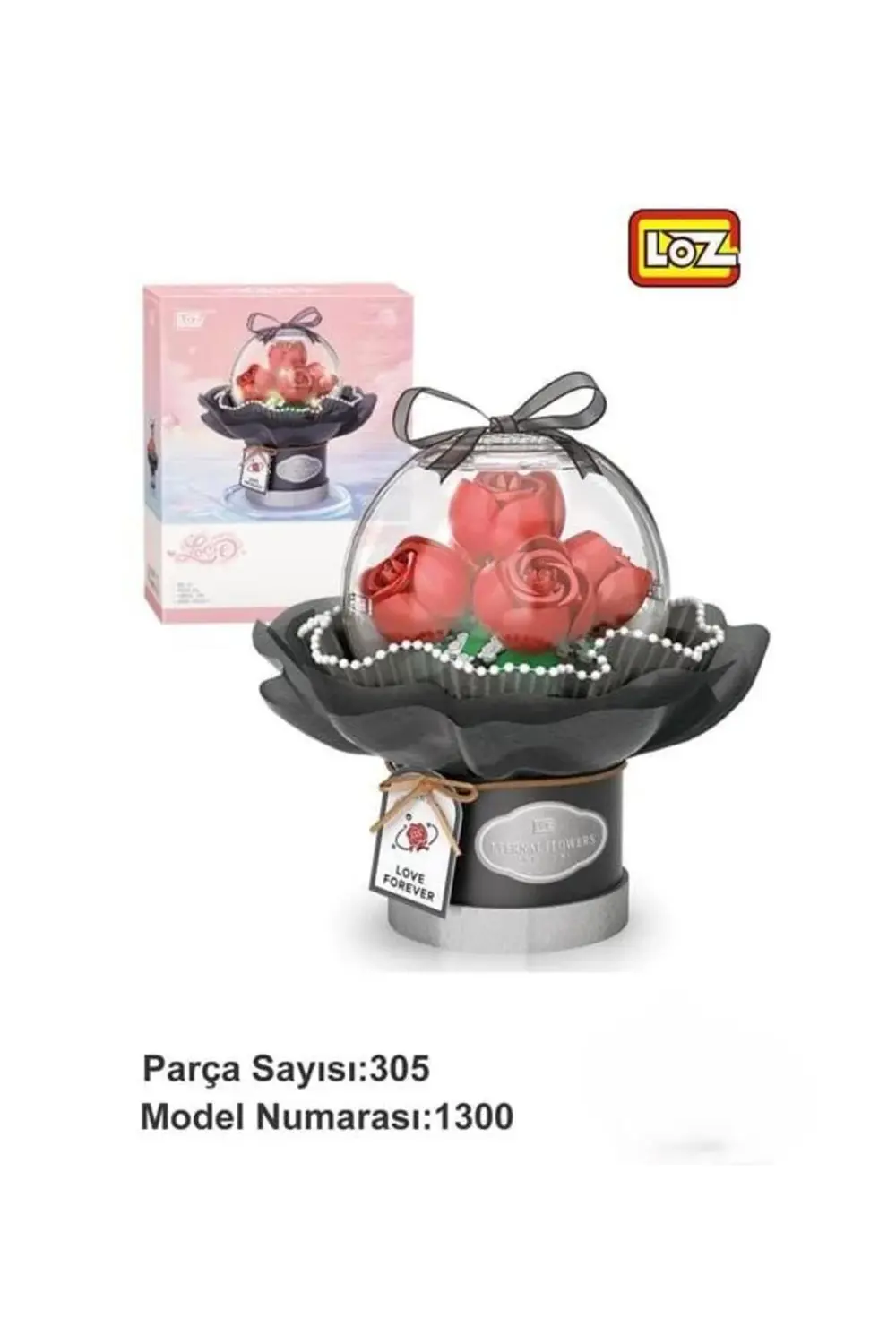 Loz Ledli Kırmızı Dekoratif ve Koleksiyonluk Çiçek Buketi 305 Par