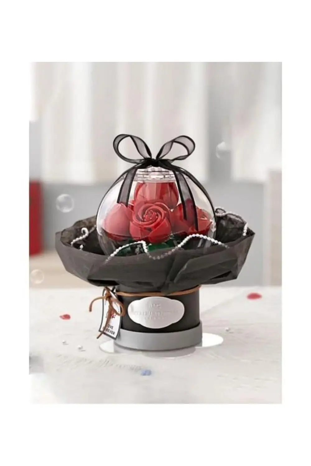 Loz Ledli Kırmızı Dekoratif ve Koleksiyonluk Çiçek Buketi 305 Par