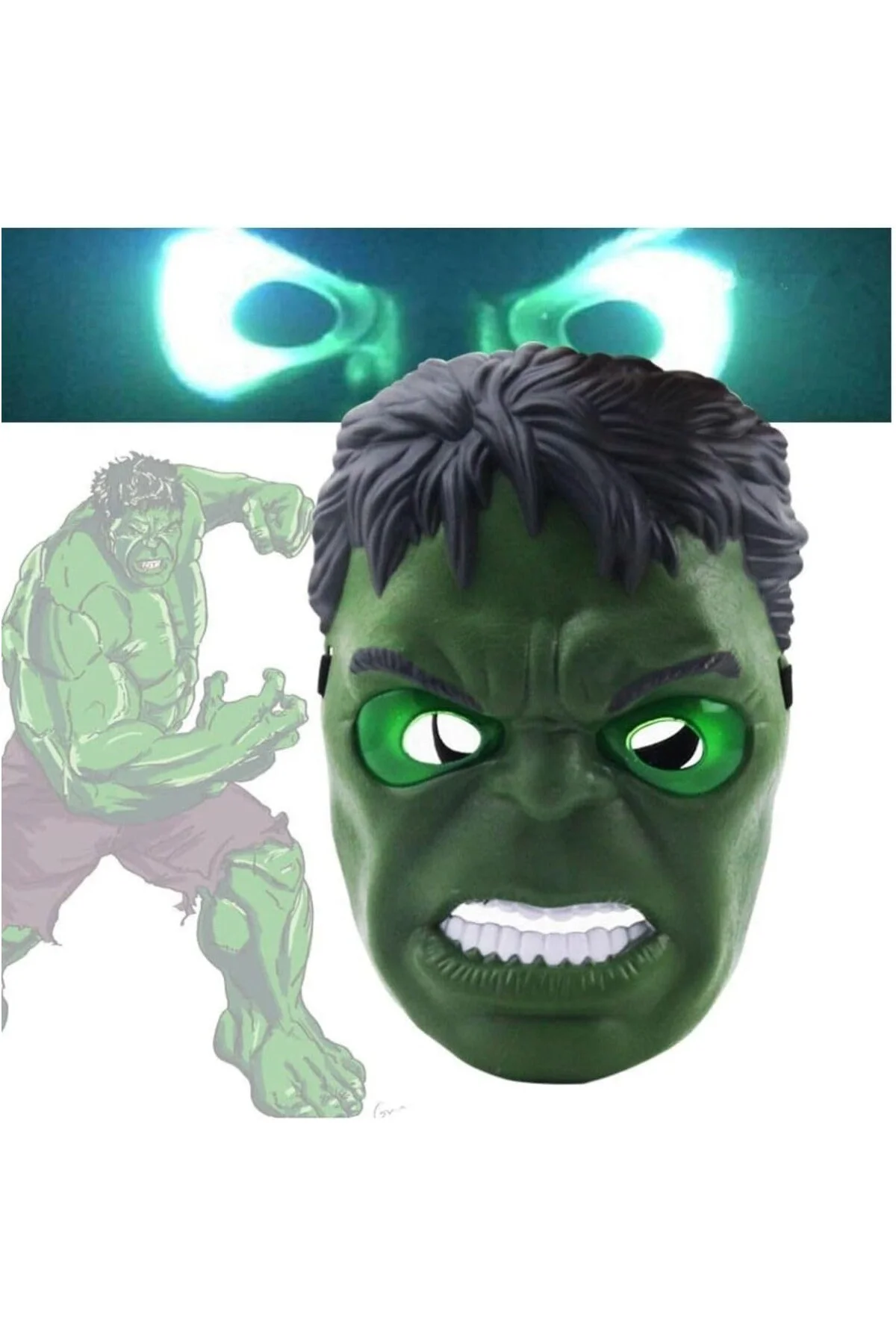Lrs Store Avangers Pilli Işıklı Hulk Maskesi 4-12 Yaş Yüksek Kali