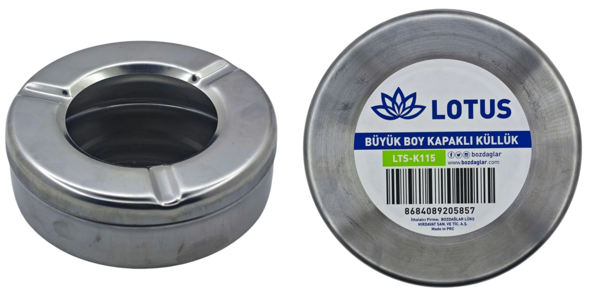 LTS-K115   Lotus Büyük Boy Kapaklı Metal Küllük