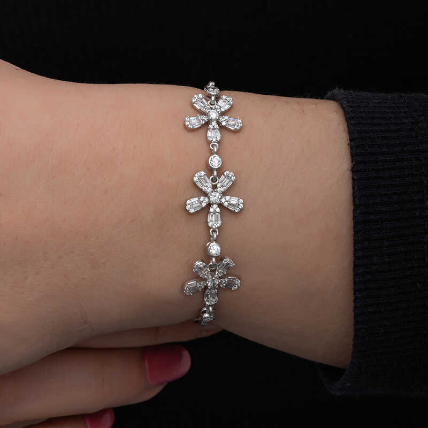 Lucky Life 925 Ayar Gumuss Baget Çiçek Desenli Lucky Life Lucky L