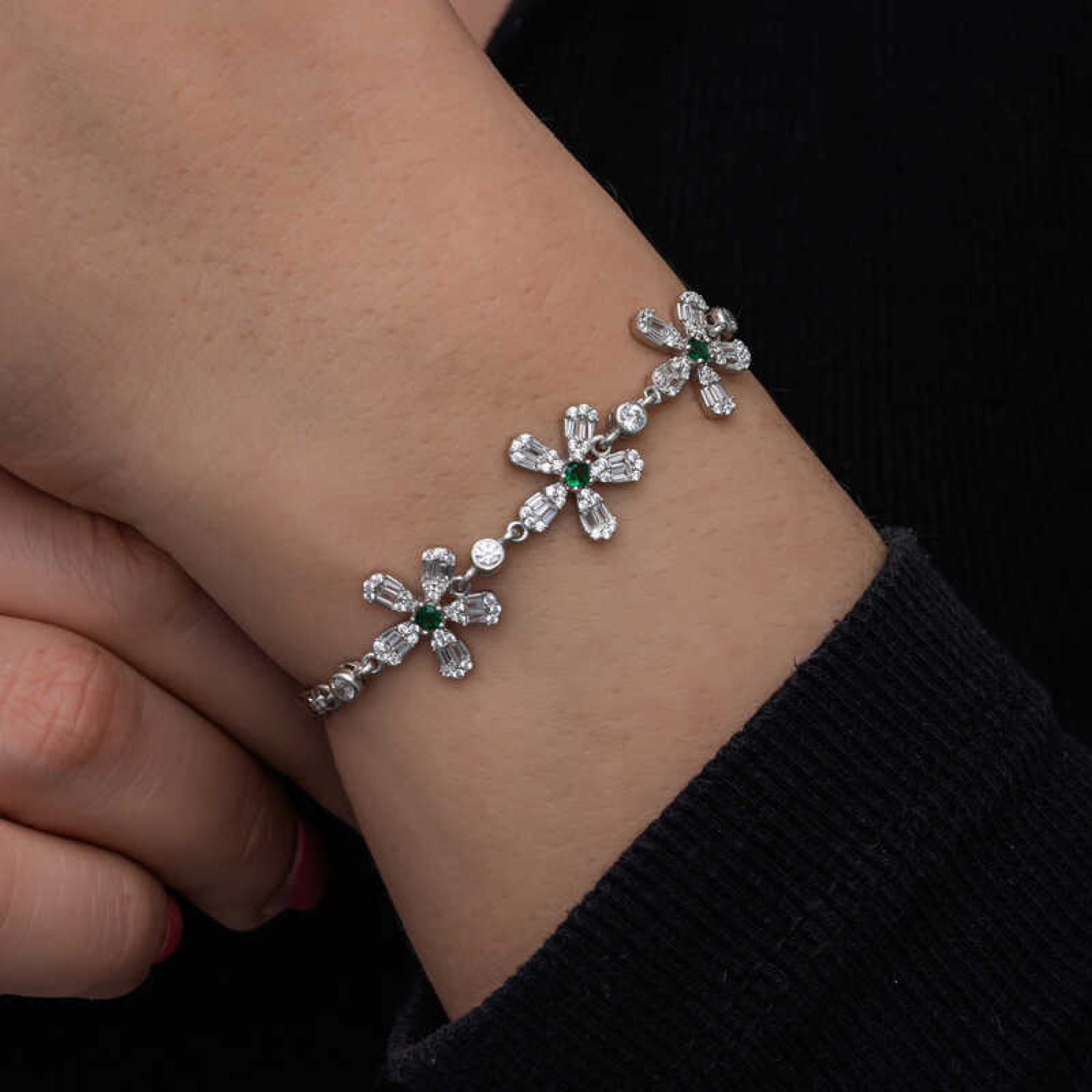 Lucky Life 925 Ayar Gumuss Baget Çiçek Desenli Lucky Life Lucky L
