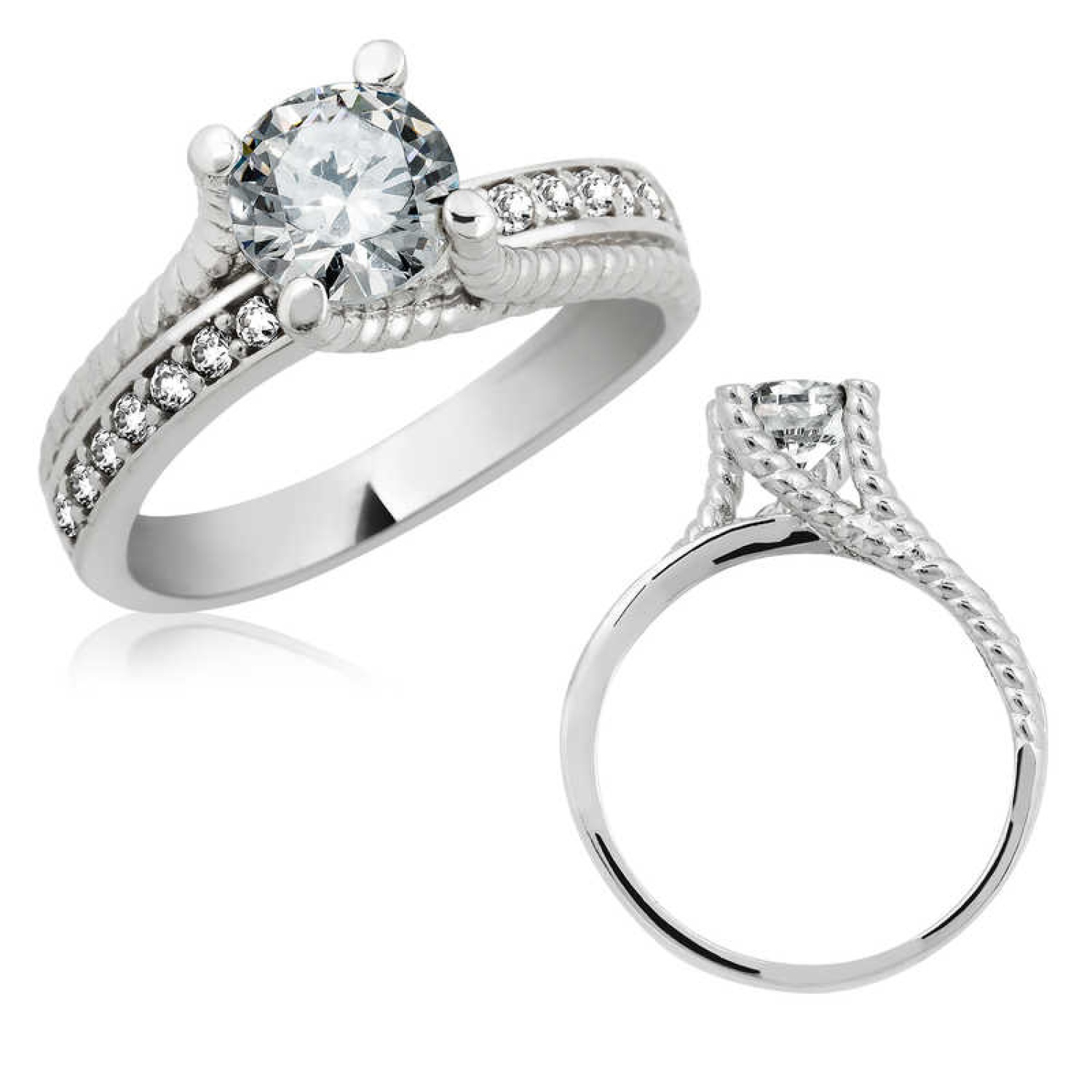 Lucky Life Lucky Life 925 Ayar Gumuss  Tek Taş Bayan Yüzük