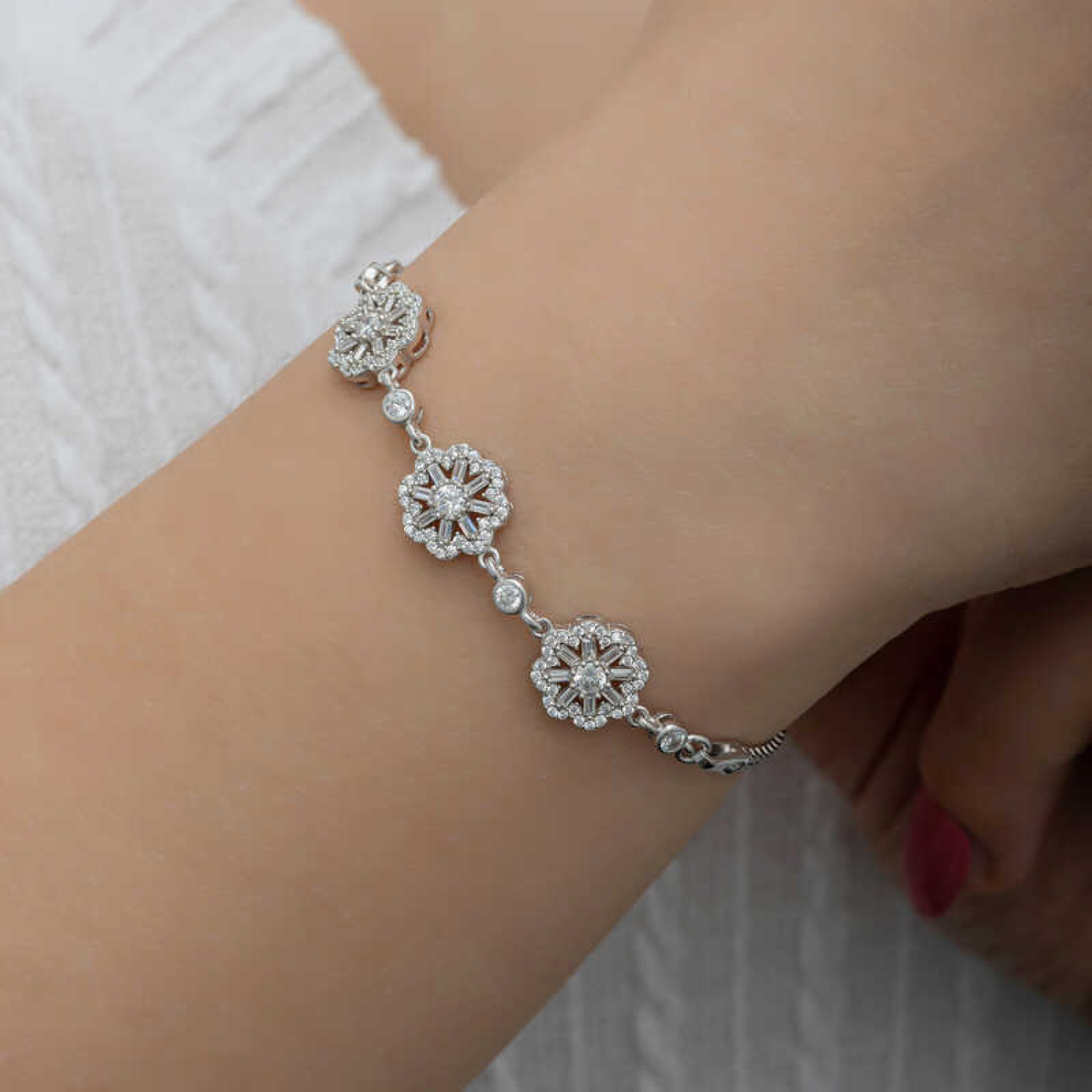 Lucky Life 925 Ayar Gumuss Baget Çiçek Desenli Lucky Life Lucky L