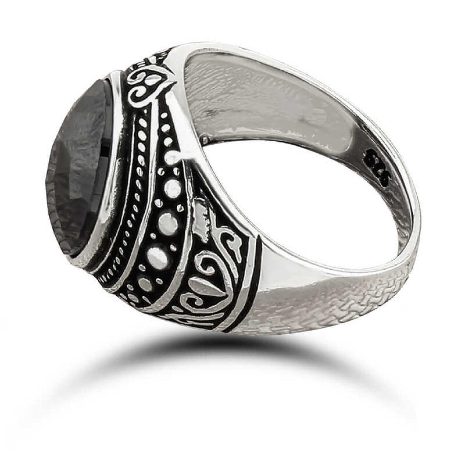 Lucky Life 925 Ayar Gumuss Siyah Zirkon Taşlı Oval Erkek Yüzük Lucky Life 925 Ayar Gumuss Siyah Zirkon Taşlı Oval Erkek Yüzük