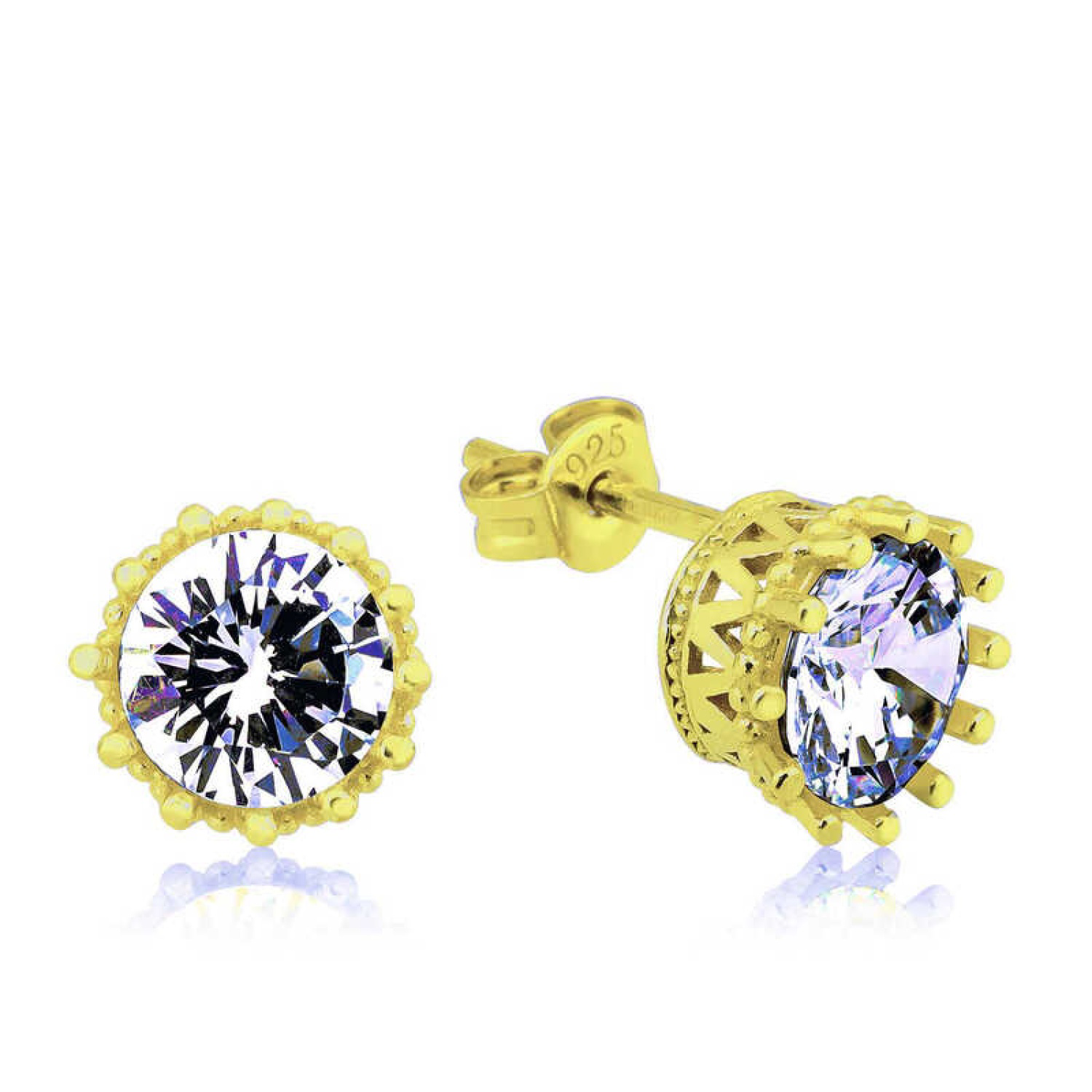 Lucky Life 925 Ayar Gumuss Gold Tırnaklı Tek Taş Çivili Lucky Lif