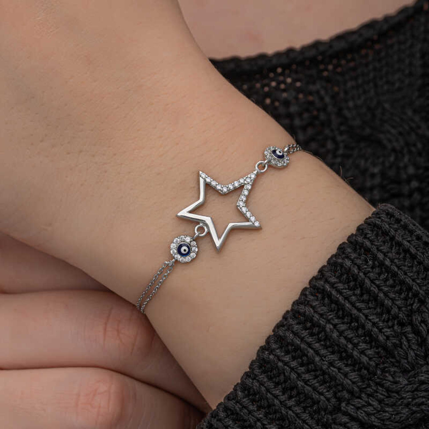 Lucky Life 925 Ayar Gumuss Yıldız Nazarlı Lucky Life Lucky Life K