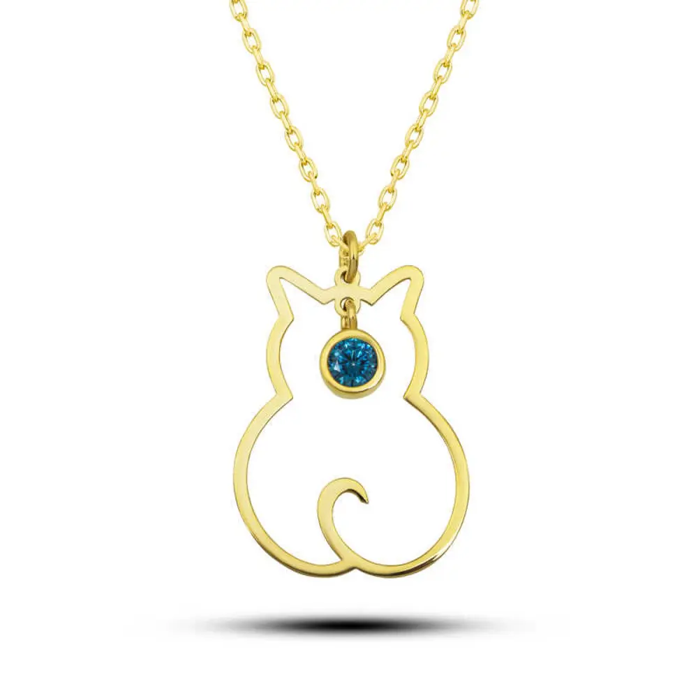 Lucky Life 925 Ayar Gumuss Aralık Ayı Doğum Taşı Kedi Lucky Life
