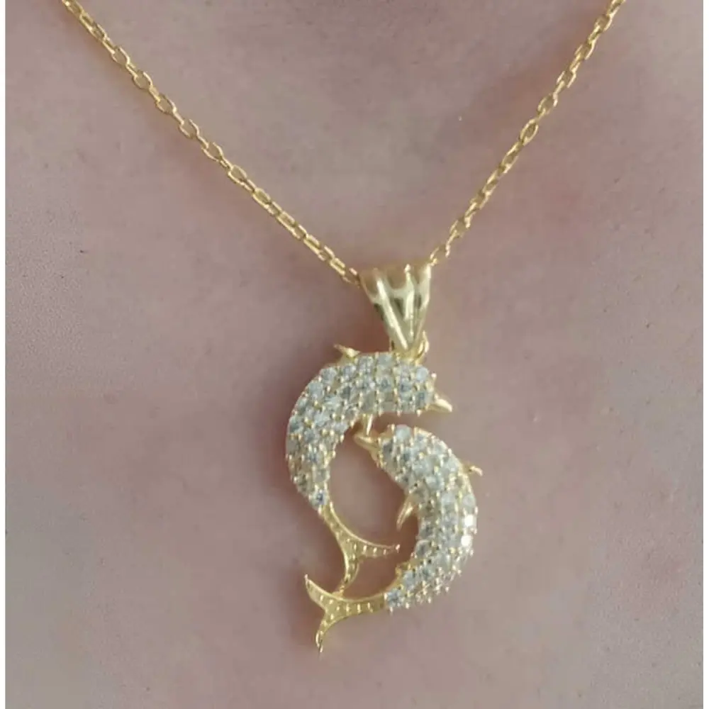 Lucky Life 925 Ayar Gumuss Gold Çift Yunus Balığı Lucky Life Kadı Lucky Life 925 Ayar Gumuss Gold Çift Yunus Balığı Lucky Life Kadı
