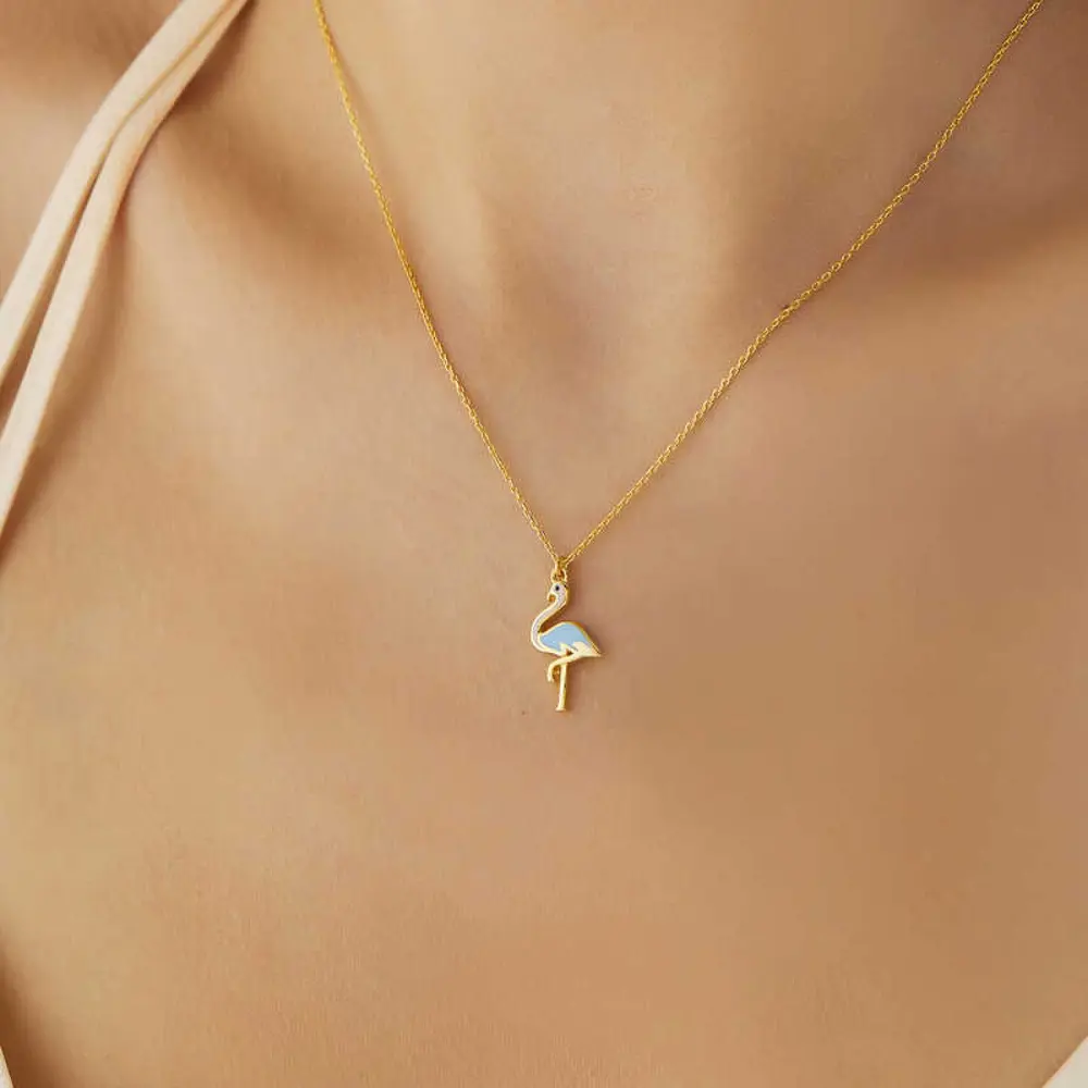 Lucky Life 925 Ayar Gumuss Gold Flamingo Lucky Life Kadın Kolye