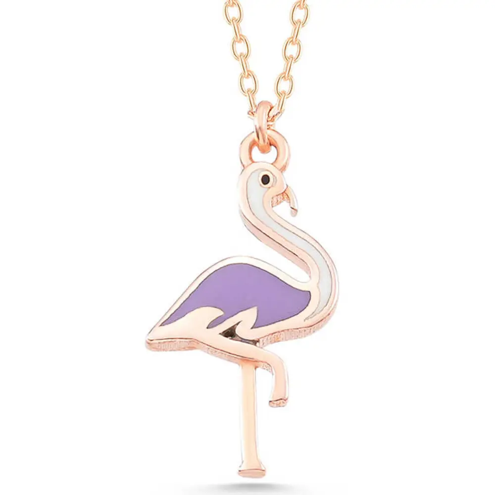Lucky Life 925 Ayar Gumuss Rose Flamingo Lucky Life Kadın Kolye