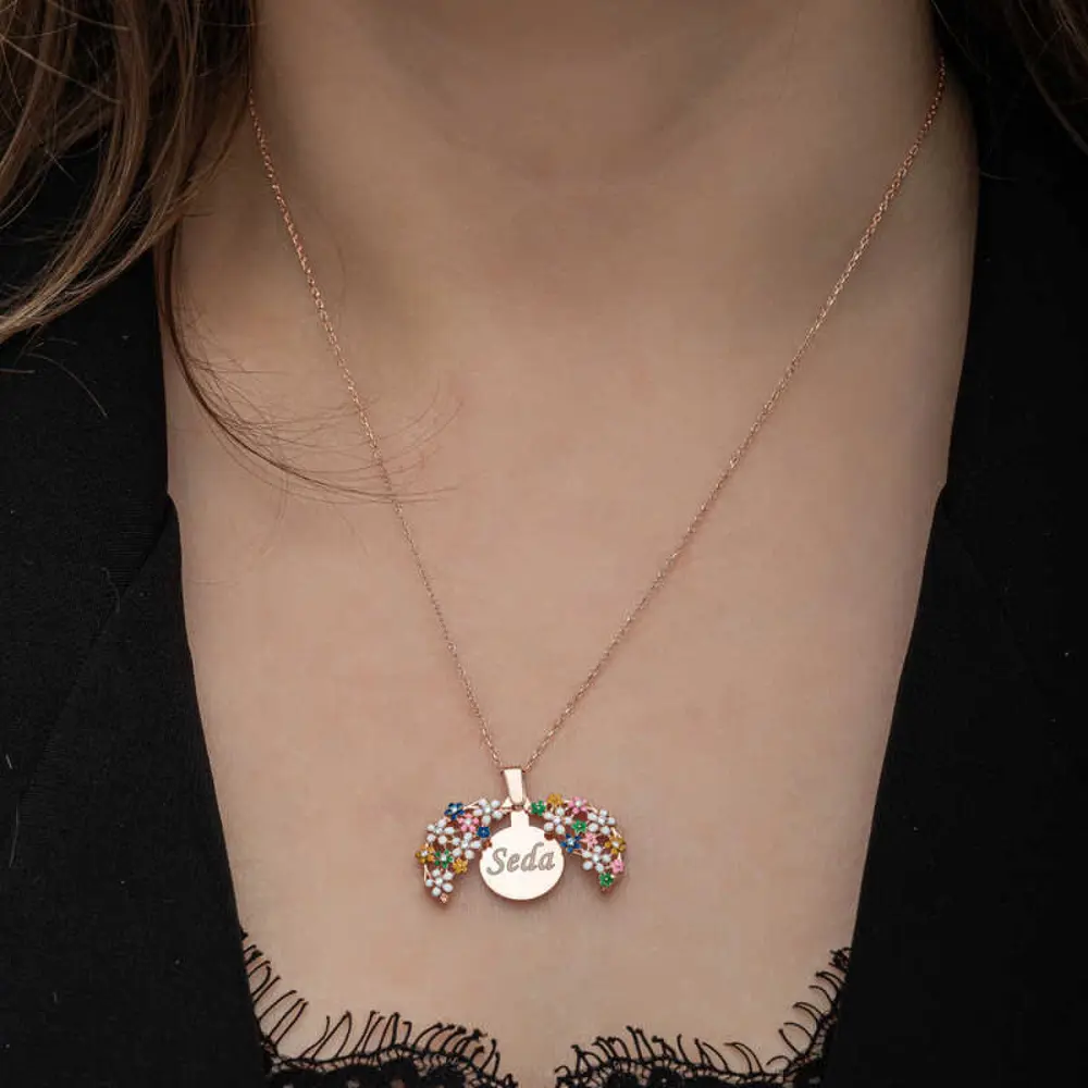 Lucky Life 925 Ayar Gumuss Rose Renkli Çiçek Kişiye Özel Lucky Li