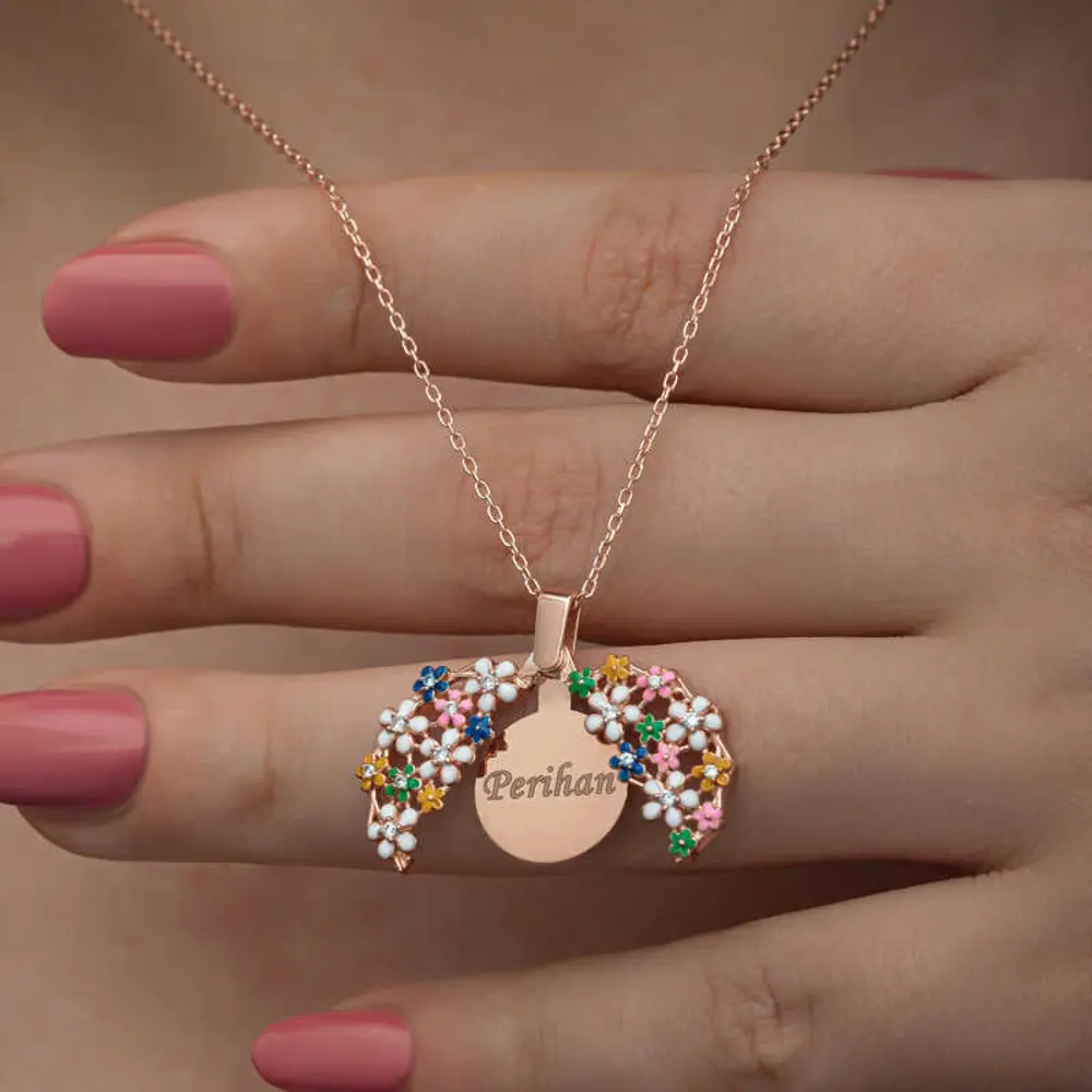 Lucky Life 925 Ayar Gumuss Rose Renkli Çiçek Kişiye Özel Lucky Li