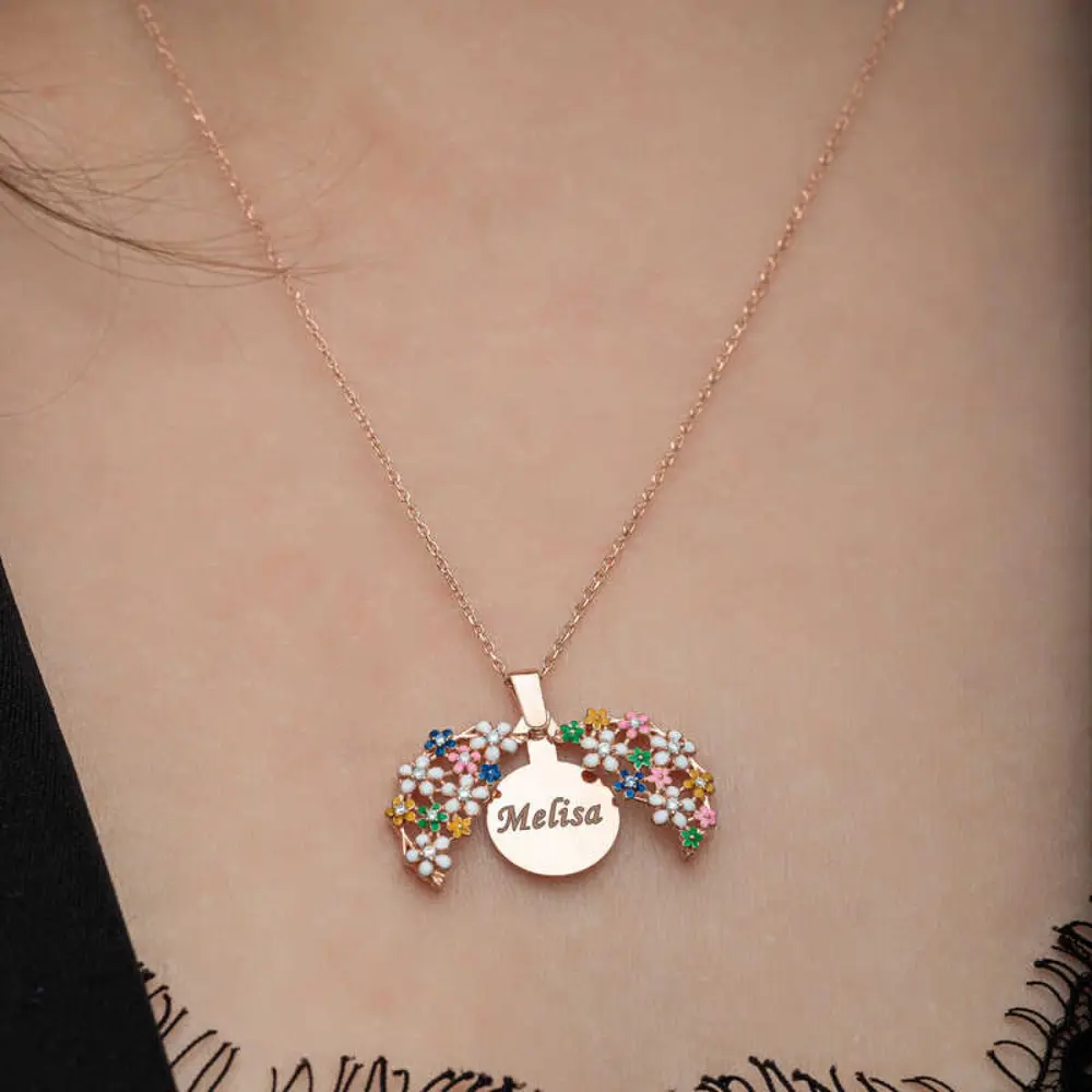 Lucky Life 925 Ayar Gumuss Rose Renkli Çiçek Kişiye Özel Lucky Li