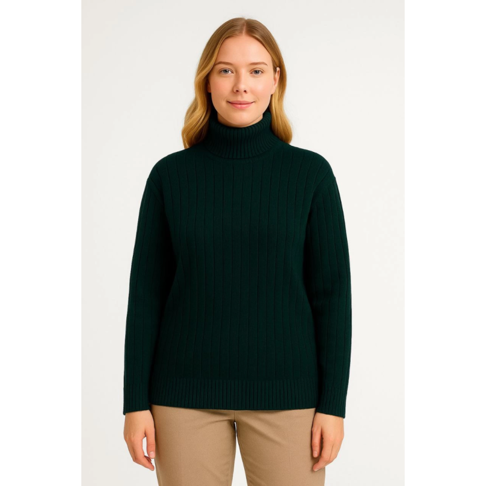 Lucky Life Balıkcı Yaka Bağazlı Triko Kazak Pamuklu Kalın Fitilli