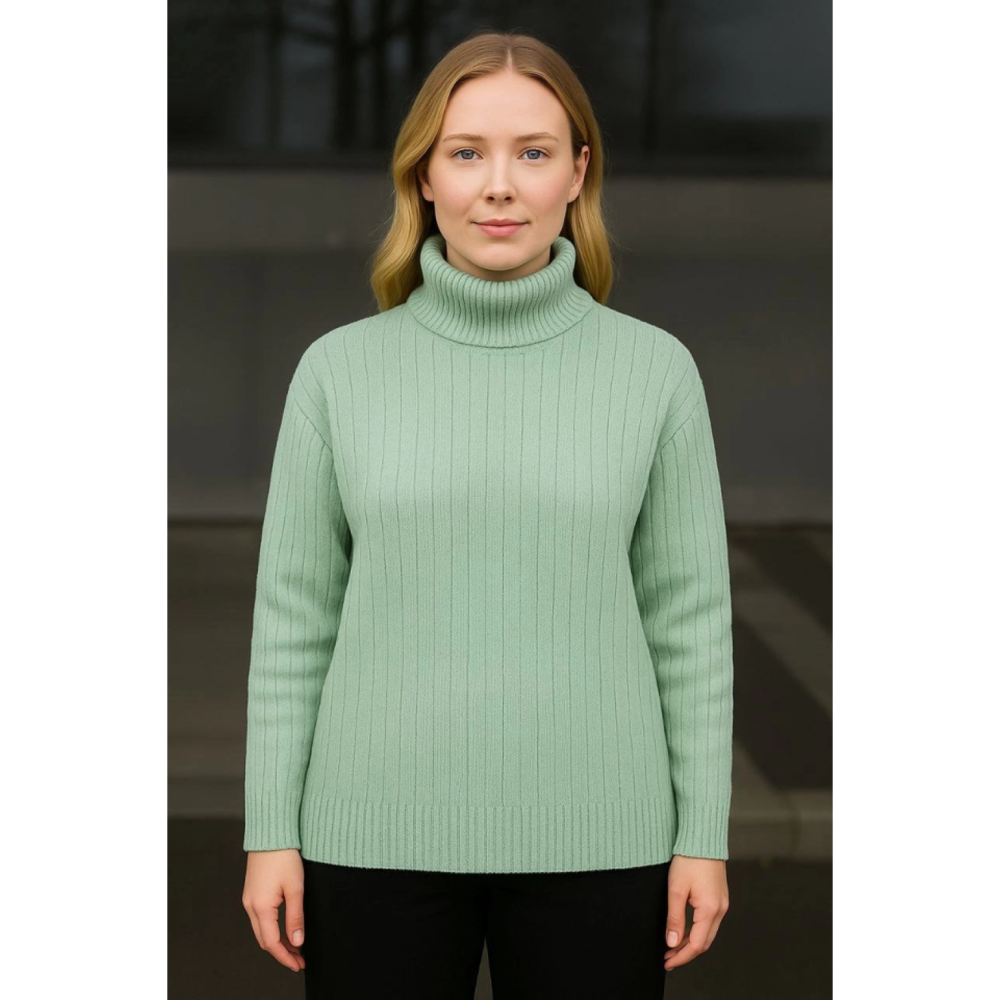 Lucky Life Balıkcı Yaka Bağazlı Triko Kazak Pamuklu Kalın Fitilli