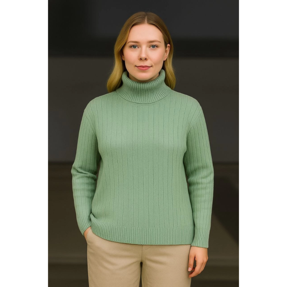 Lucky Life Balıkcı Yaka Bağazlı Triko Kazak Pamuklu Kalın Fitilli