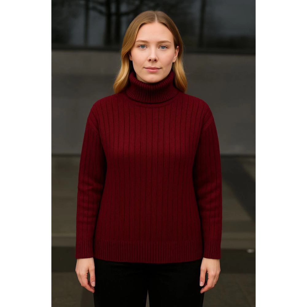 Lucky Life Balıkcı Yaka Bağazlı Triko Kazak Pamuklu Kalın Fitilli