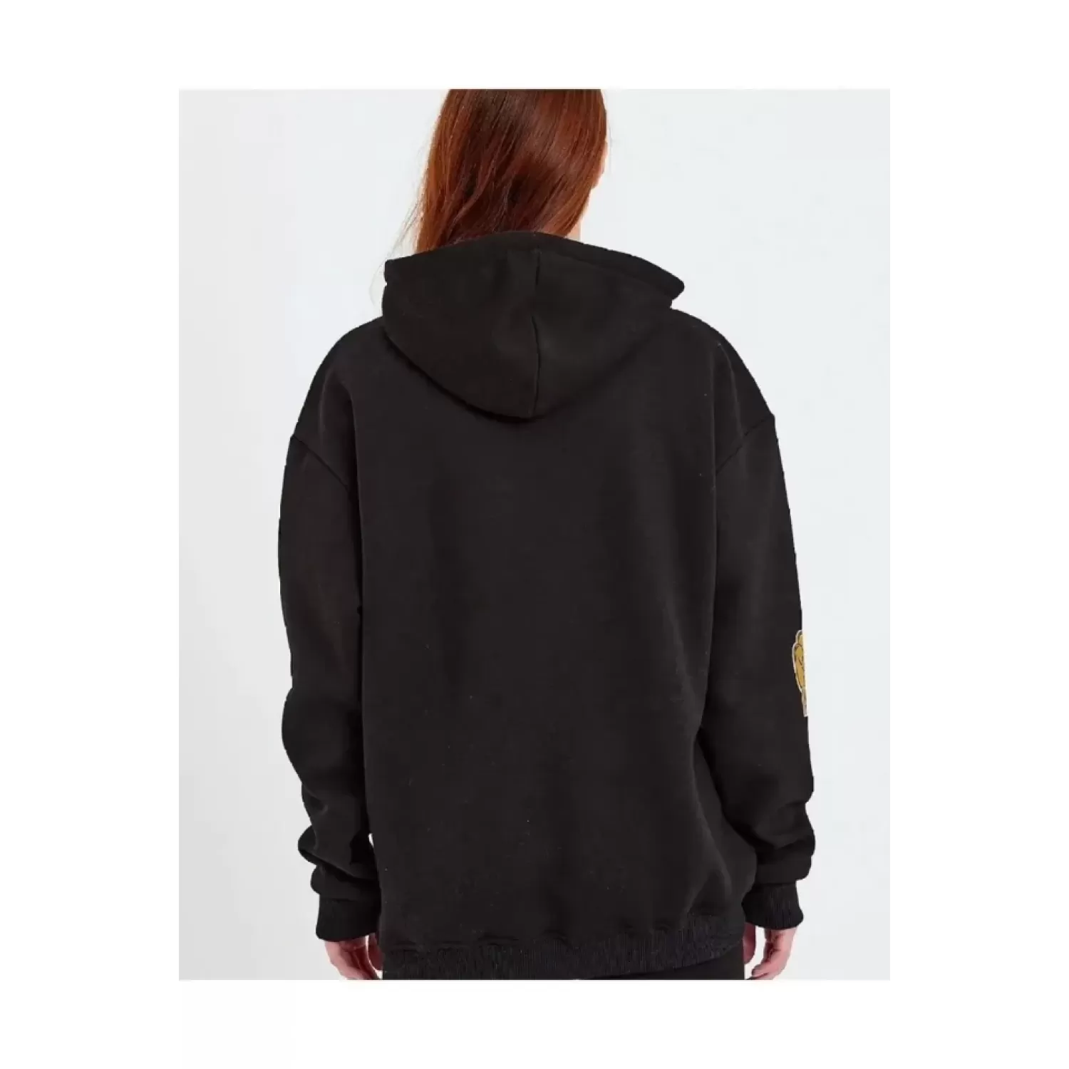 Lucky Life Baskılı Kapüşonlu Sweatshirt - Siyah