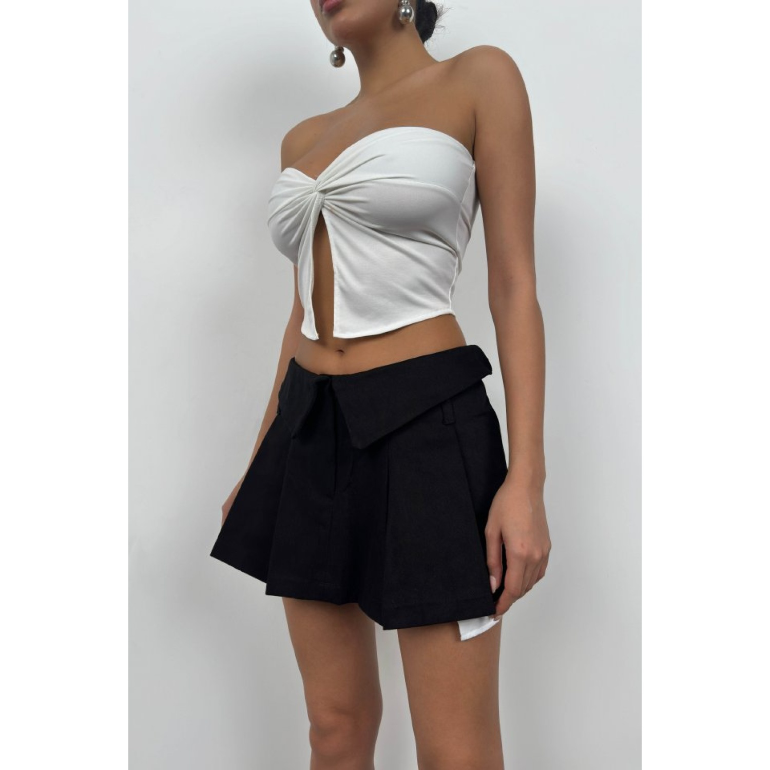 Lucky Life Bel Katlamalı Pileli Mini Etek