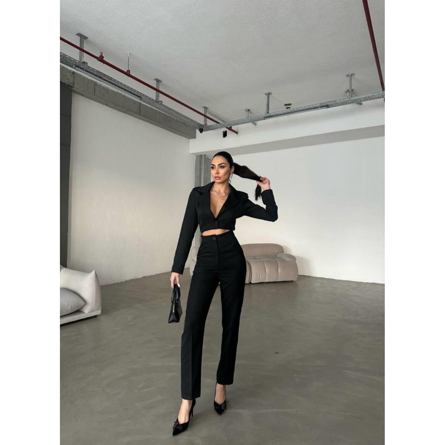 Lucky Life CEKET YAKA BEL DEKOLTELİ TULUM - Siyah