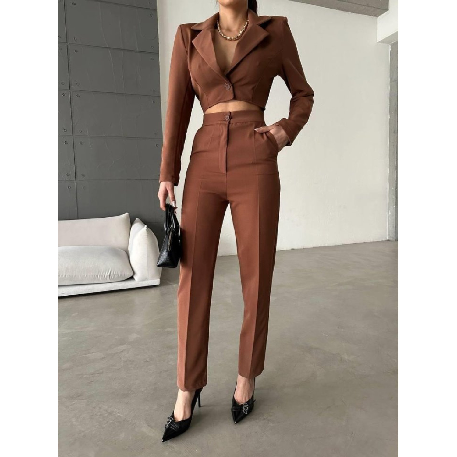 Lucky Life CEKET YAKA BEL DEKOLTELİ TULUM - Acı Kahve