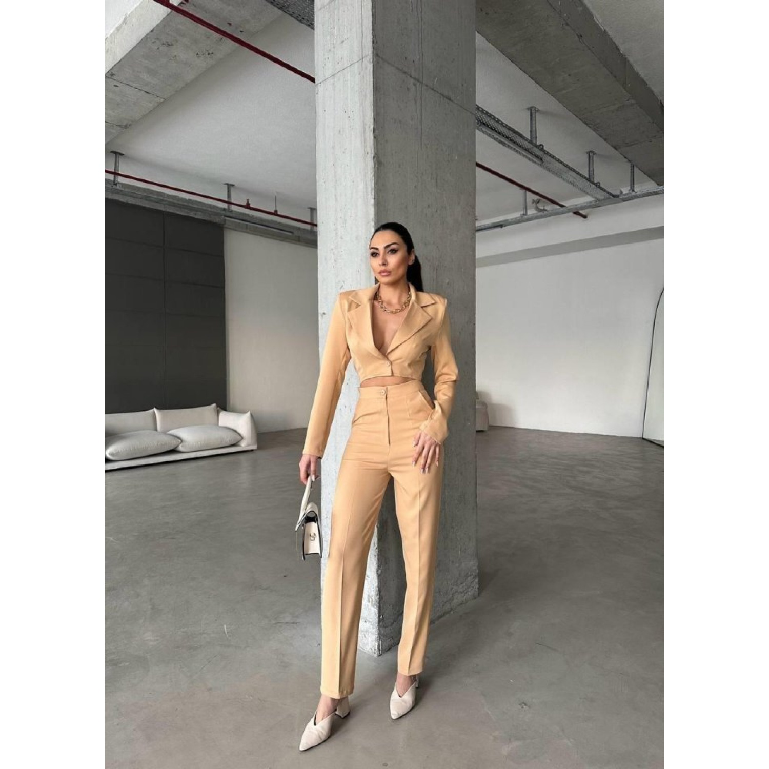 Lucky Life CEKET YAKA BEL DEKOLTELİ TULUM - Kahverengi Lucky Life CEKET YAKA BEL DEKOLTELİ TULUM - Kahverengi