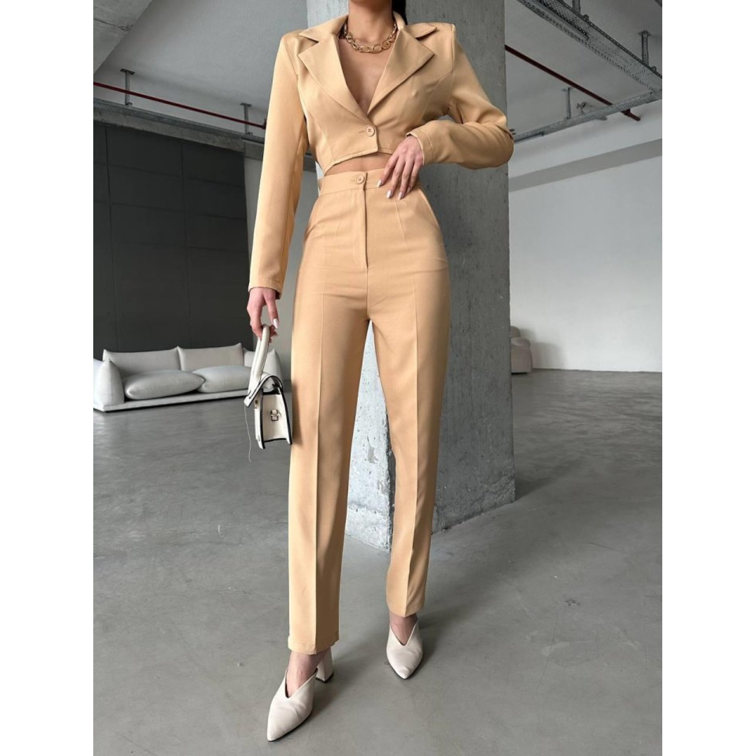 Lucky Life CEKET YAKA BEL DEKOLTELİ TULUM - Kahverengi Lucky Life CEKET YAKA BEL DEKOLTELİ TULUM - Kahverengi