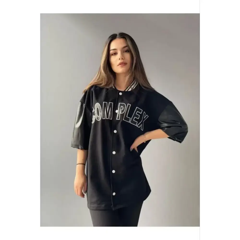 Lucky Life Complex Kolej Oversize T-shirt - Siyah