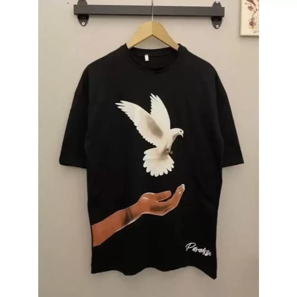 Lucky Life Dijital Baskılı T-Shirt - Siyah