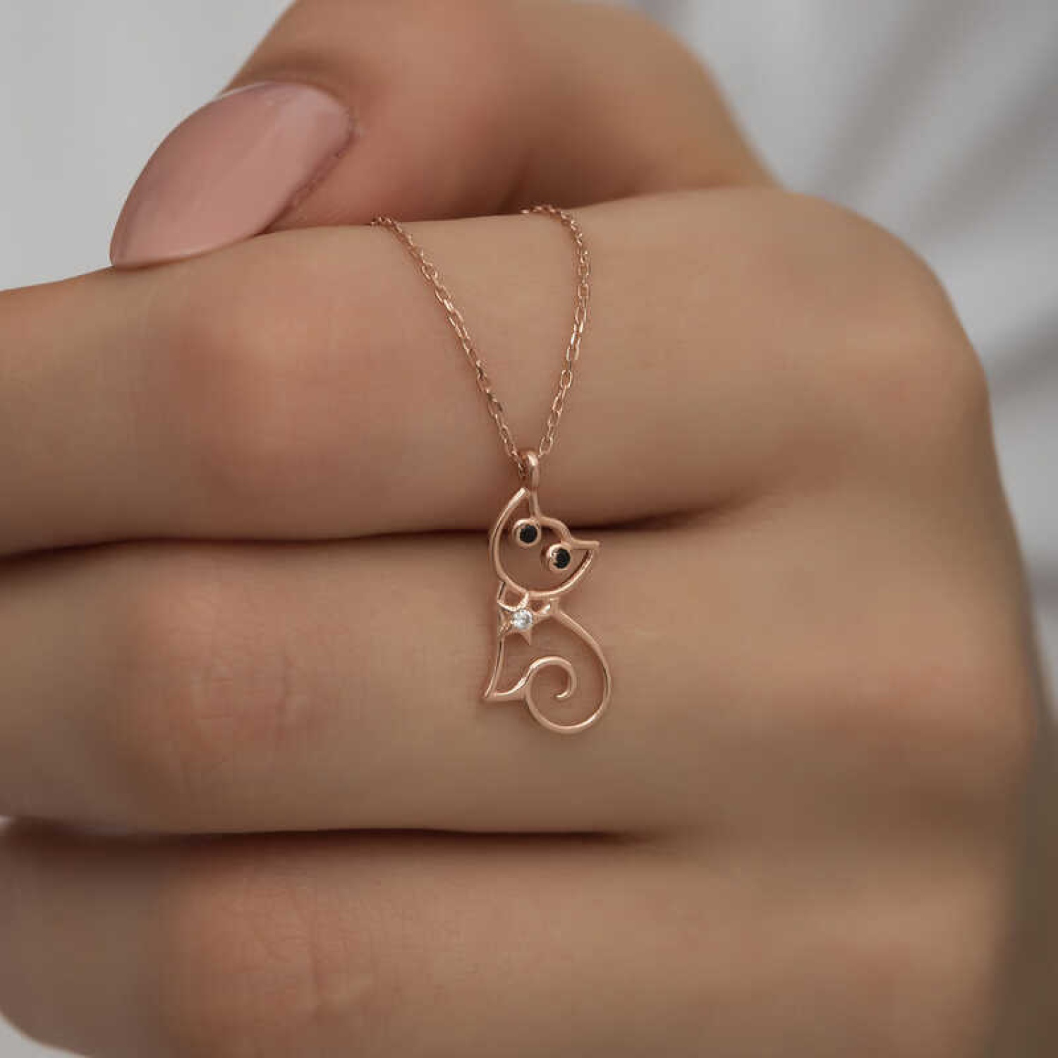 Lucky Life Gümüş Rose Kedi Kadın Kolye Lucky Life Gümüş Rose Kedi Kadın Kolye